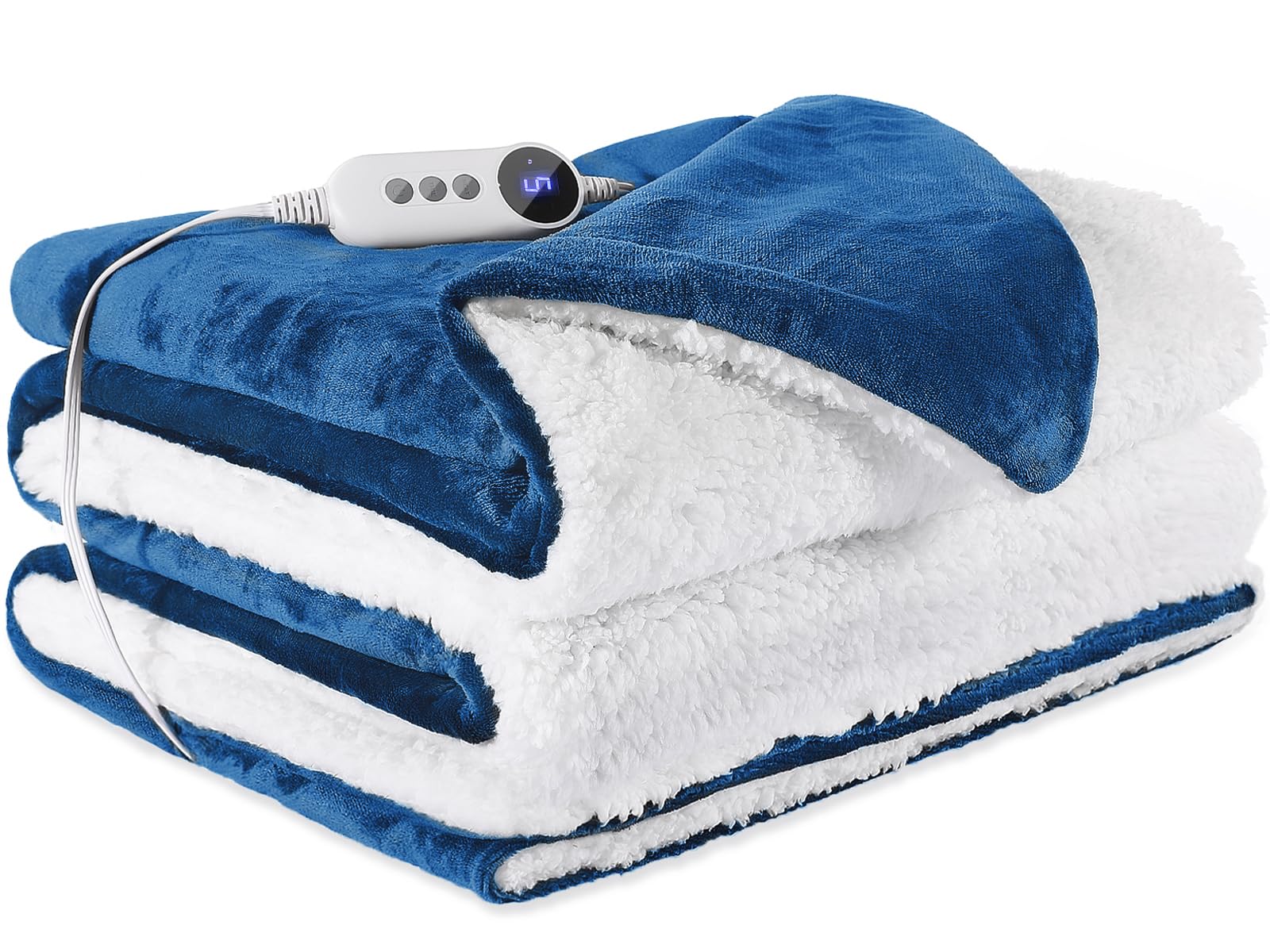 STHYTON Heated Blanket Throw 50x60, Ultra-Soft Flannel & Sherpa Electric Throw, Fast Heat & Overheat Protection, 9 Temps (80-109