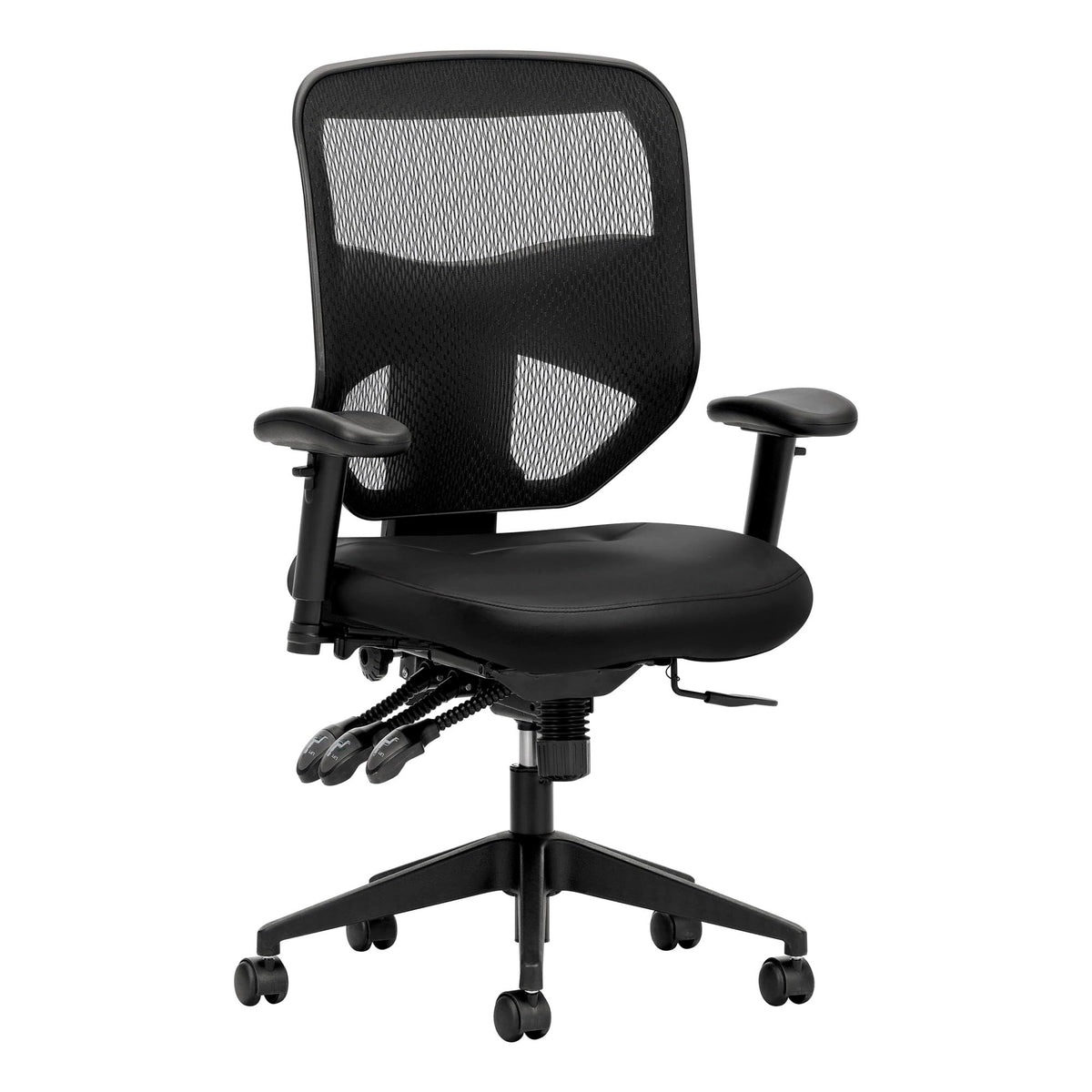 Hon Prominent High Back Leather Task Chair - Mesh Computer Chair With Arms For Office Desk, Black (Hvl532)