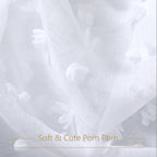 Dancurton White Semi Sheer Curtains 63 Inch Length 2 Panels For Bedroom Back Tab White Pom Pom Tufted Curtains Farmhouse Boho Sh
