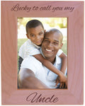 CustomGiftsNow Lucky To Call You My Uncle - Natural Alder Hanging/Tabletop Engraved Wooden Wood Picture Photo Frame (4x6-inch Ve