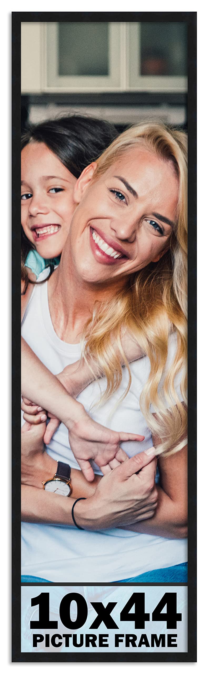 10x44 Frame Black Picture Frame - Complete Modern Photo Frame Includes UV Acrylic Shatter Guard Front, Acid Free Foam Backing Bo