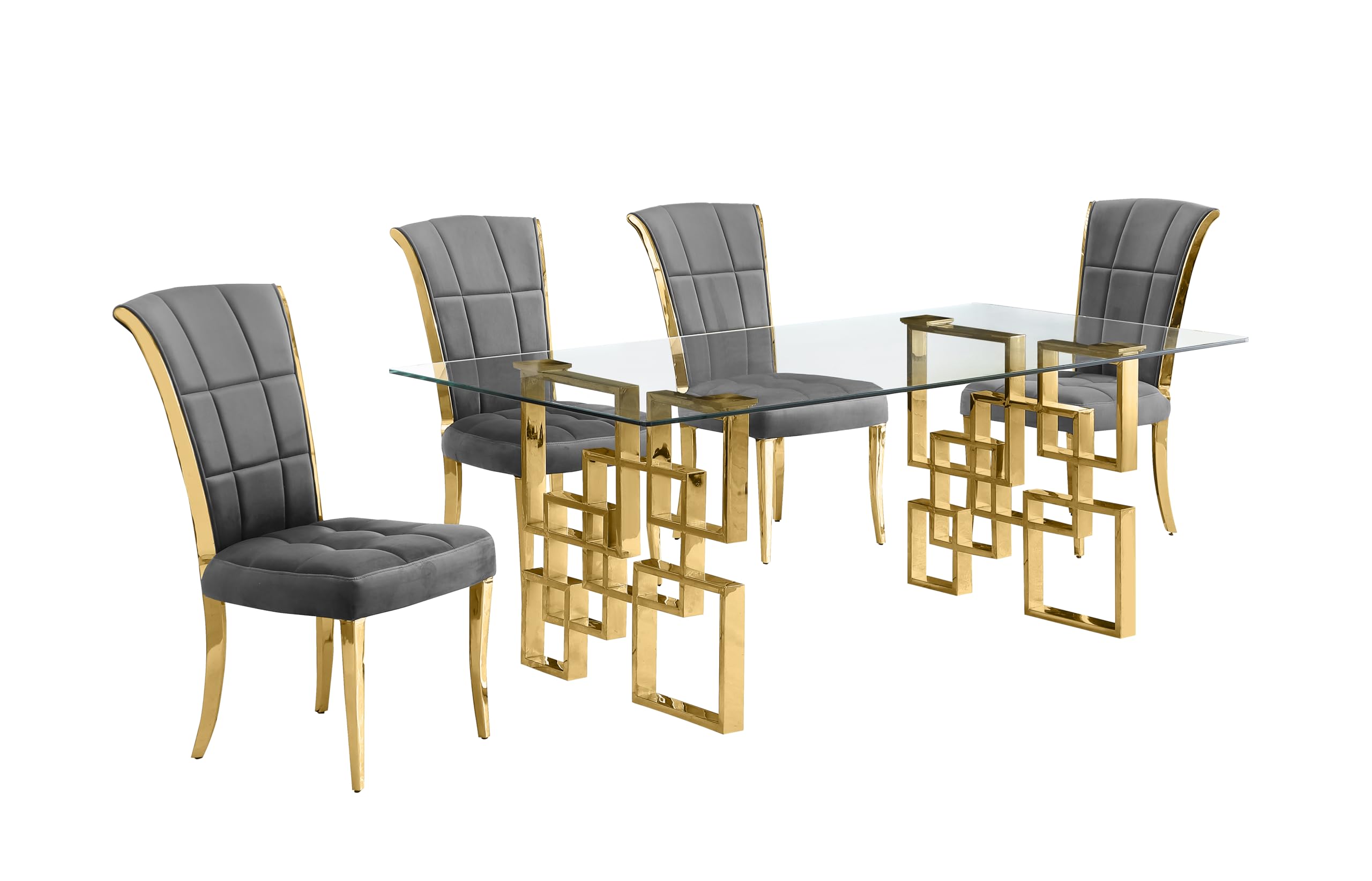 Best Quality Furniture D222-4Sc324 Dining, 5-Piece Set, Dark Gray/Gold