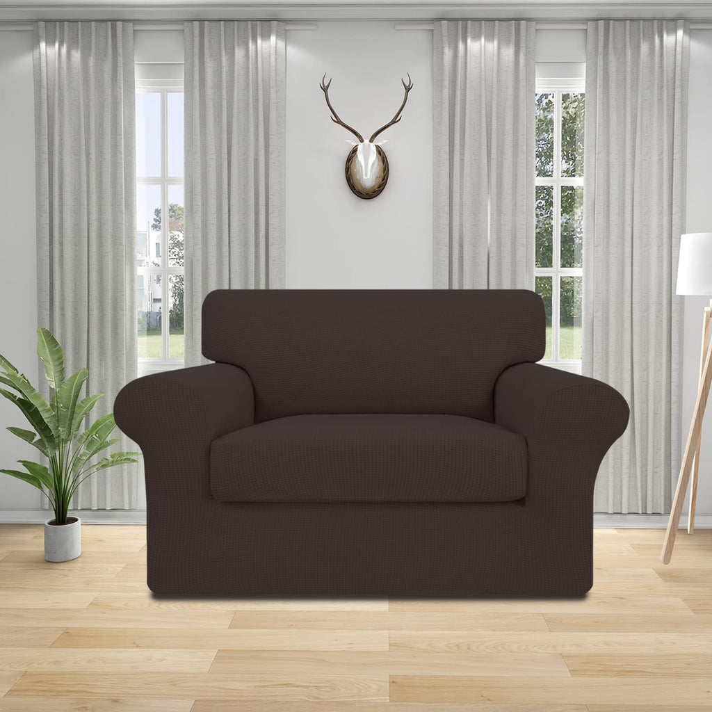 Easy-Going Chocolate Stretch Oversized Chair Couch Cover - Pet-Friendly Jacquard Slipcover for Small-XL Furniture Protection