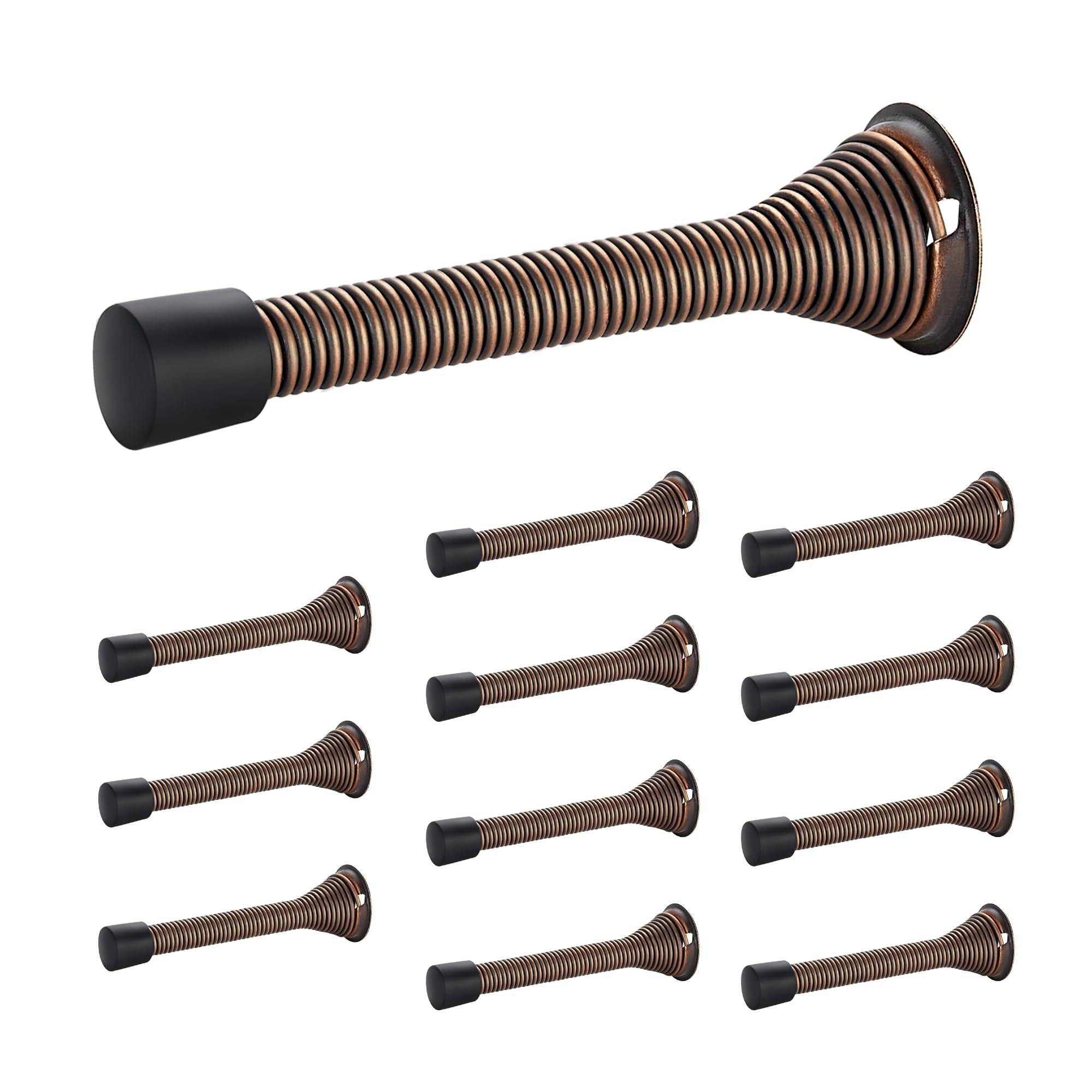 Ravinte Door Stoppers, 12 Pack Spring Door Stops With Rubber Bumper, Oil Rubbed Bronze Door Stoppers For Bottom Of Door