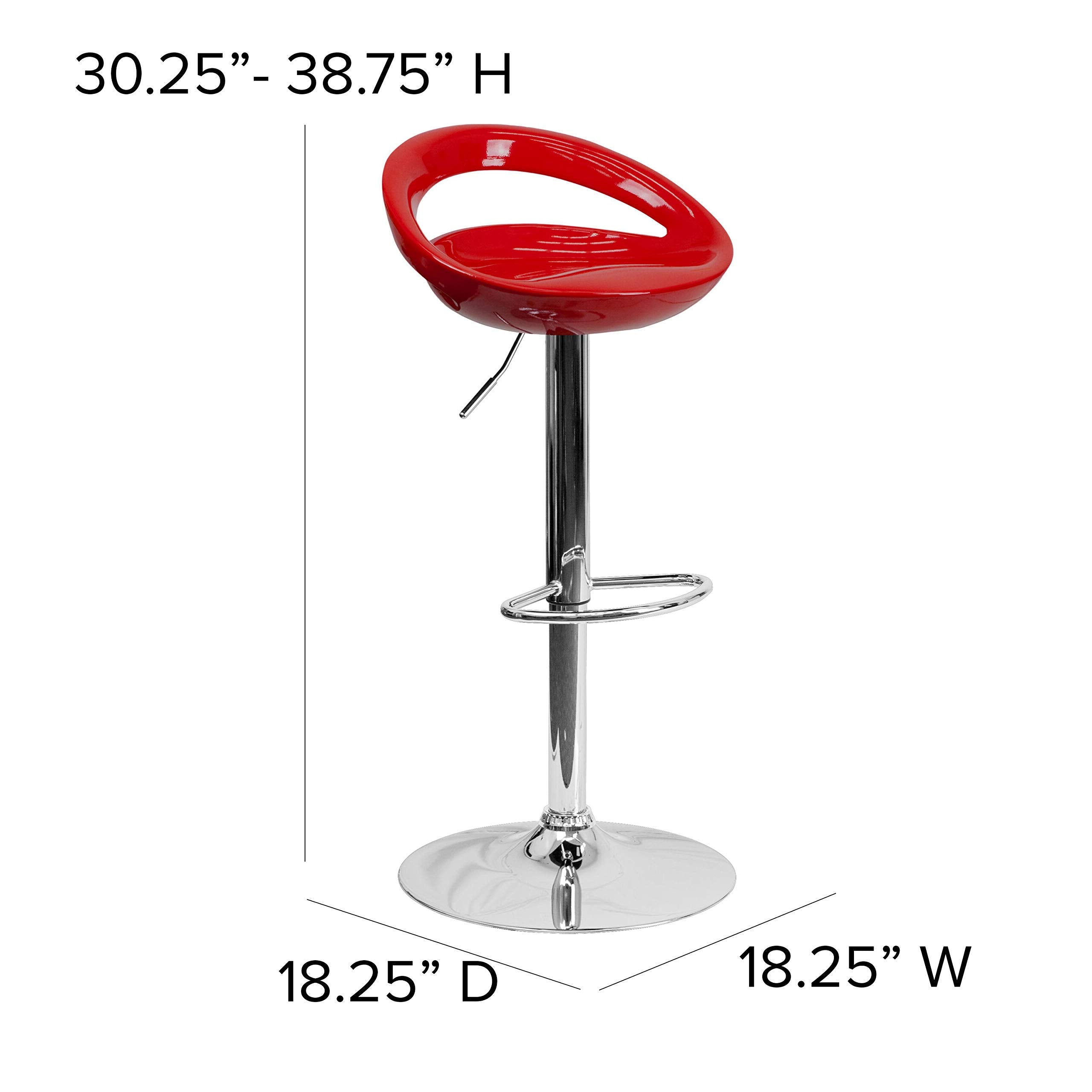 Plastic Orbit Rounded Back Home Kitchen Bar Counter Stools Chairs 7-Colors #1062 (Red)