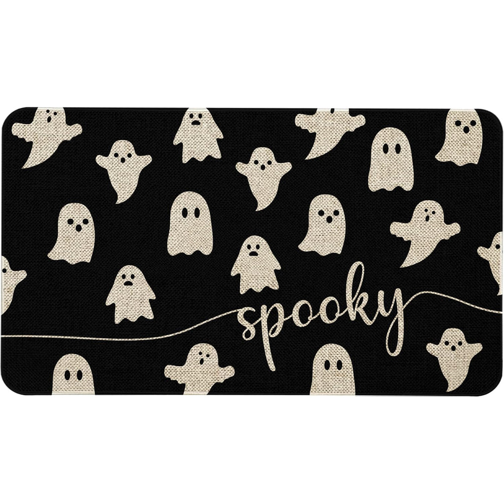 Mloabuc Happy Halloween Door Mat Outdoor Black Witchy Doormat Halloween Welcome Mats For Front Kitchen Mat Outdoor Indoor Heavy