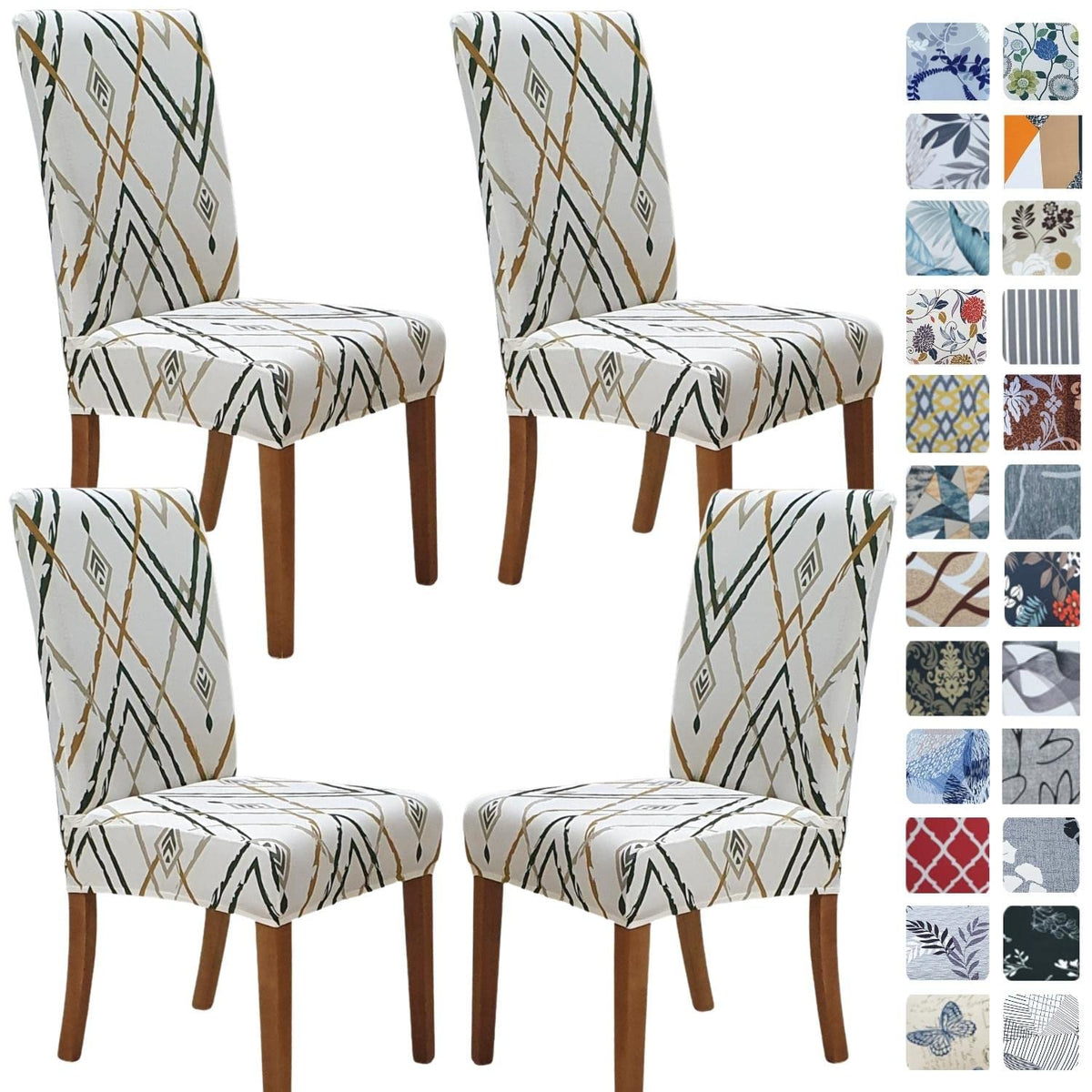 Springrico Chair Covers For Dining Room Set Of 4, Stretch Dining Chair Cover, Washable Spandex Kitchen Parsons Chair Slipcovers,