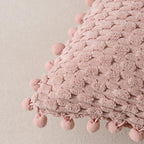 Fancy Homi 2 Packs Dusty Pink Decorative Throw Pillow Covers 18X18 Inch With Pom-Poms For Couch Bedroom Living Room, Farmhouse B