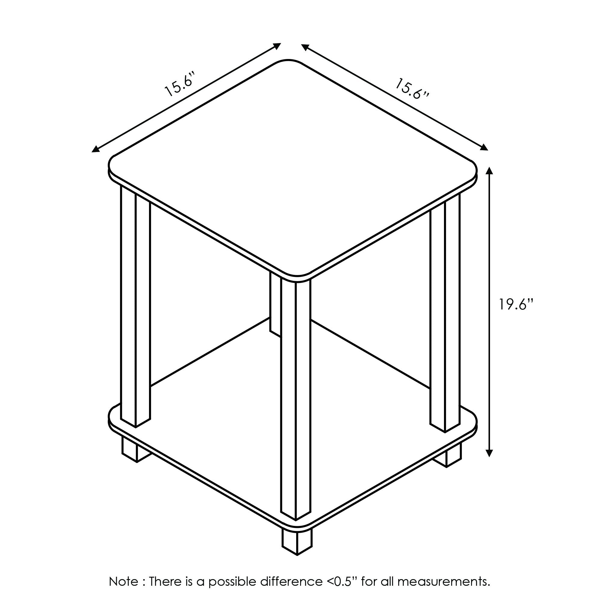 Furinno Simplistic Set Of 2 End Table, Columbia Walnut/Black