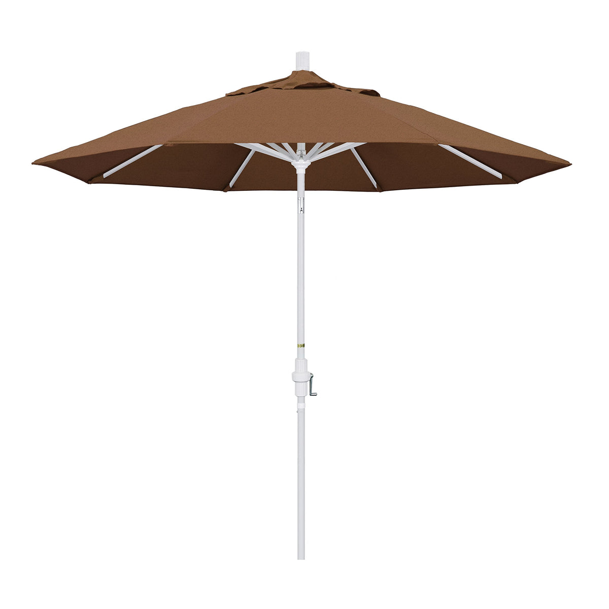 California Umbrella Gscu908170-5488 9' Round Aluminum Market, Crank Lift, Collar Tilt, White Pole, Sunbrella Teak Patio Umbrella