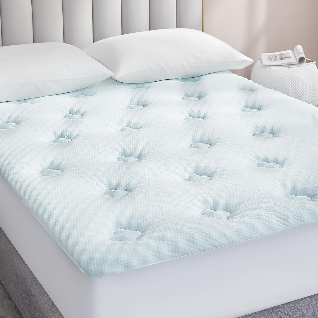 Hansleep Memory Foam Mattress Topper Queen, Gel Queen Mattress Topper With Deep Pocket, Breathable Mattress Pad Cover For Queen