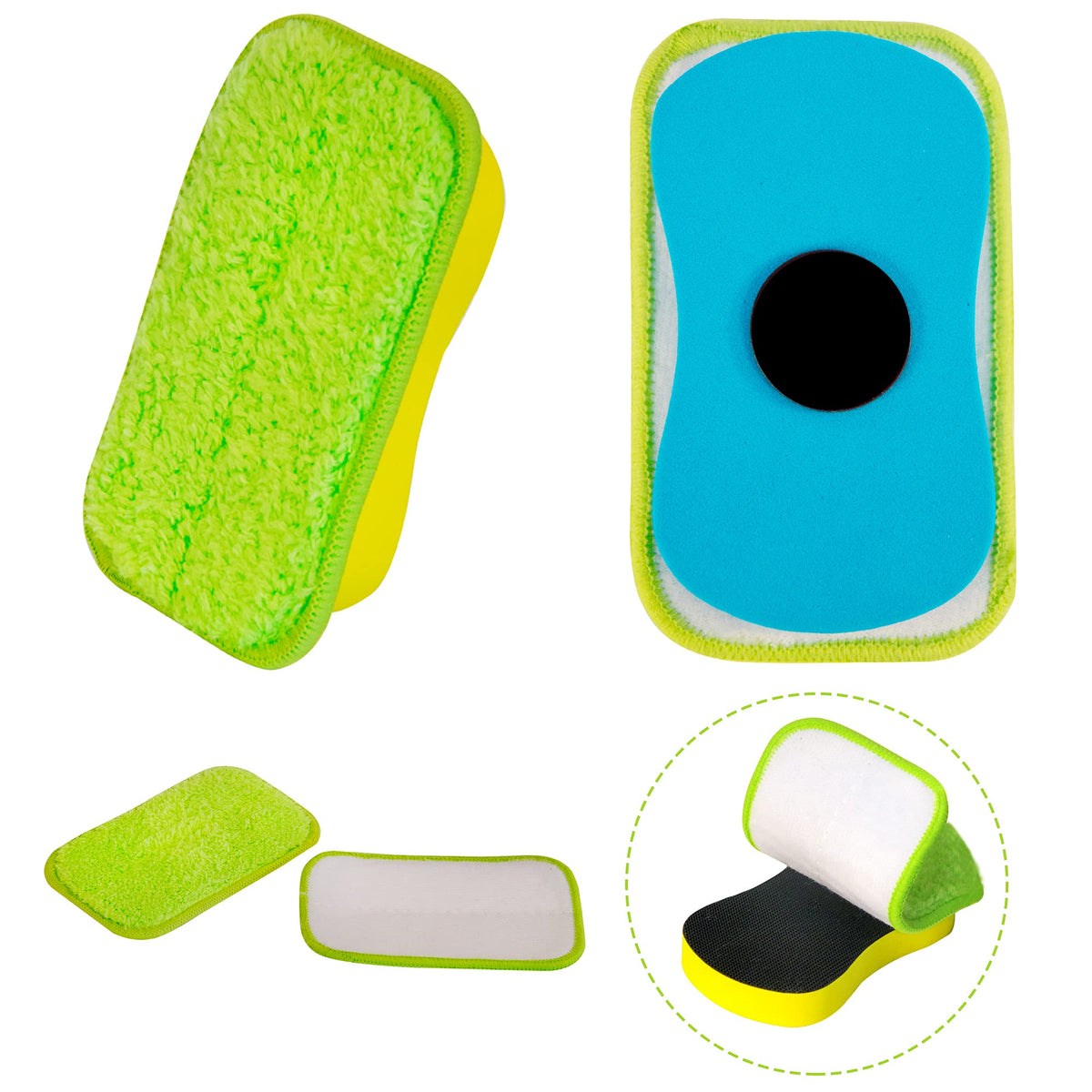 2 Pack Chalkboard Eraser - Washable Reusable Microfiber Eraser Cleaning Chalk/Markers/Duster Tool In Home Classroom Office Attac