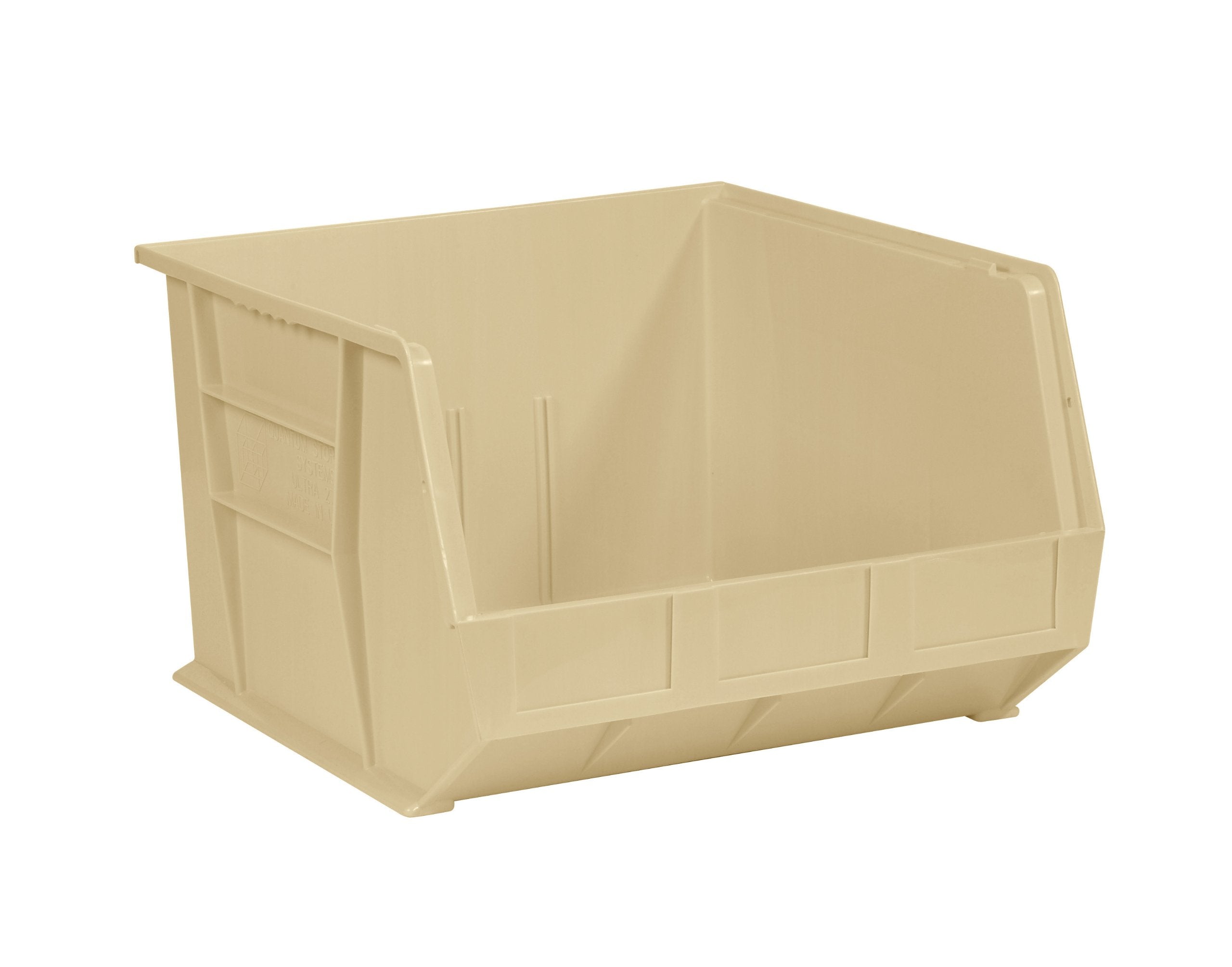 Aviditi Plastic Stack/Hang Storage Bin Containers, 18 X 16-1/2 X 11 Inches, Ivory, Pack Of 3, For Organizing Homes, Offices, Gar