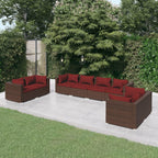 vidaXL 8 Piece Patio Lounge Set with Cushions - Durable Poly Rattan in Brown, Outdoor-Ready, Stylish Design & Comfortable Seating with Easy Assembly