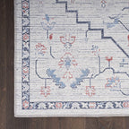 HomeRoots 533069 8 x 10 ft. Oriental Power Loom Washable Area Rug Ivory & Blue
