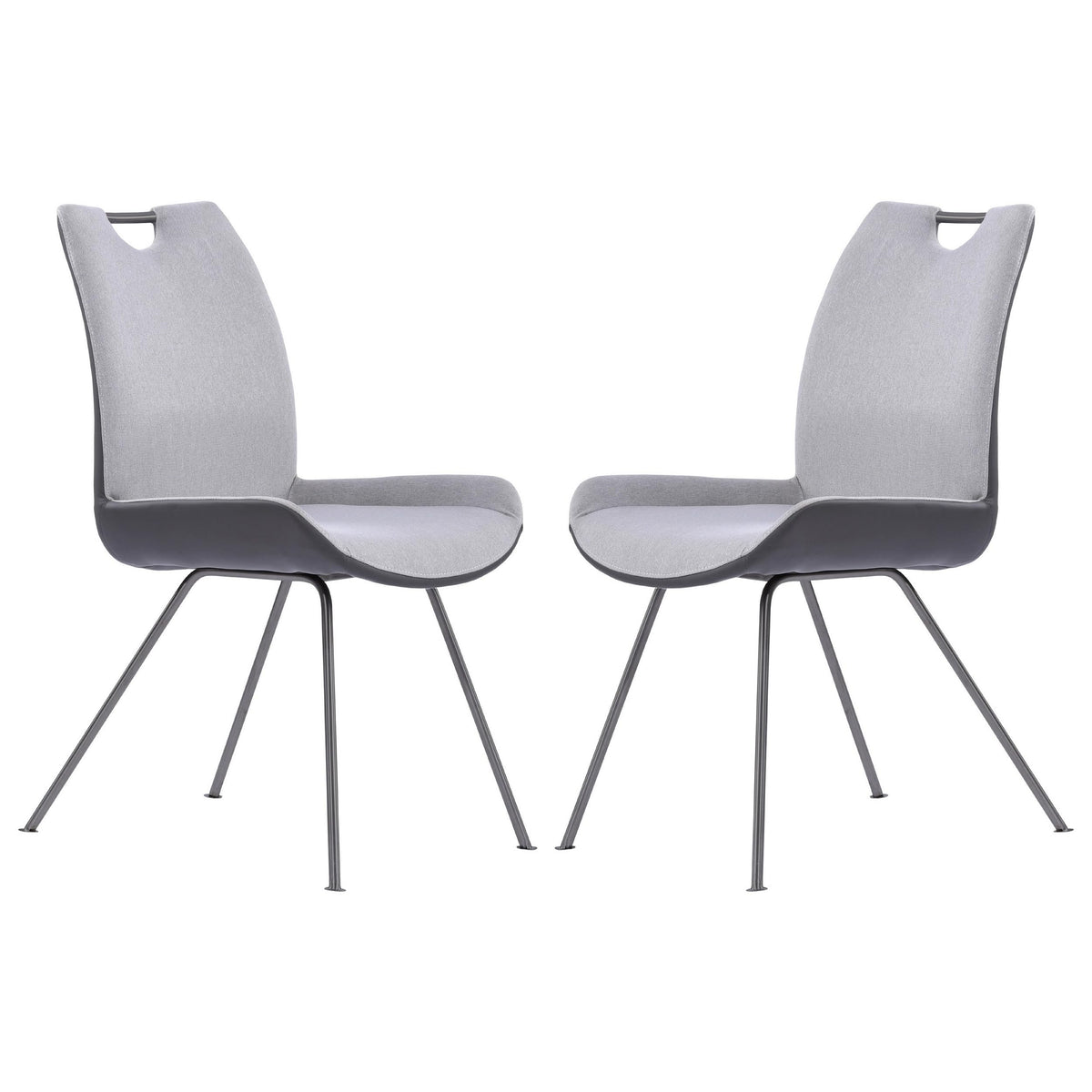 Benjara Curved Back Dining Chair With Bucket Design Seat, Set Of 2, Gray