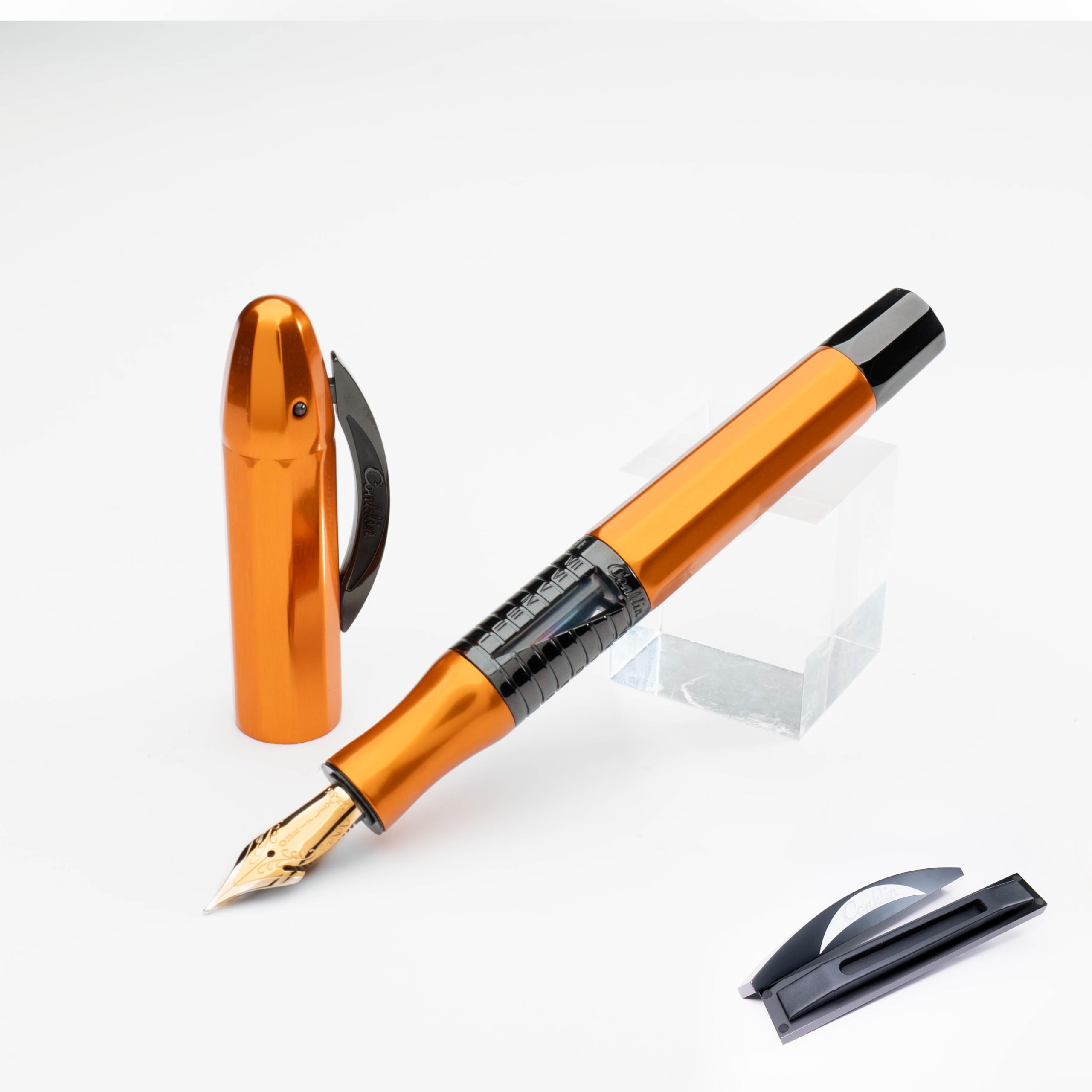 Conklin Nozac Classic 125 Anniversary Fountain Pen Limited Edition (Orange/Black Trim) - 14K Medium Nib