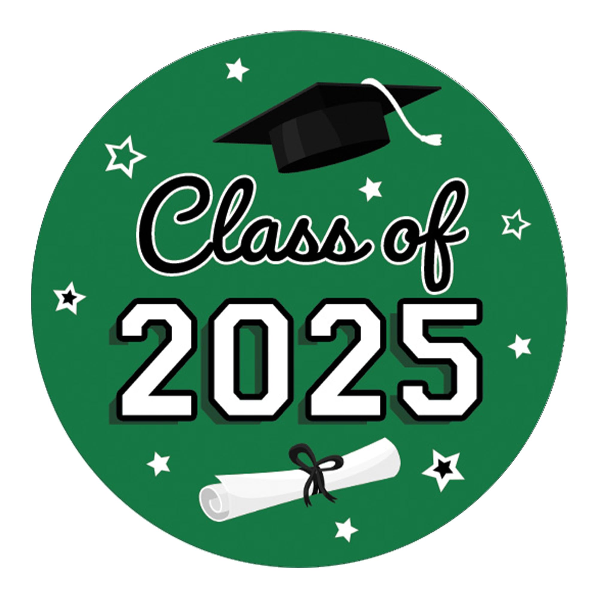 Green Graduation Party Favors Stickers, Class Of 2025 Graduation Envelope Seals, Candy Stickers - 40 Count