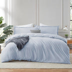 Hearth & Harbor Ice Blue Duvet Cover Queen Size - 3 Piece Queen Duvet Cover Set, Soft Double Brushed Queen Size Duvet Covers Wit