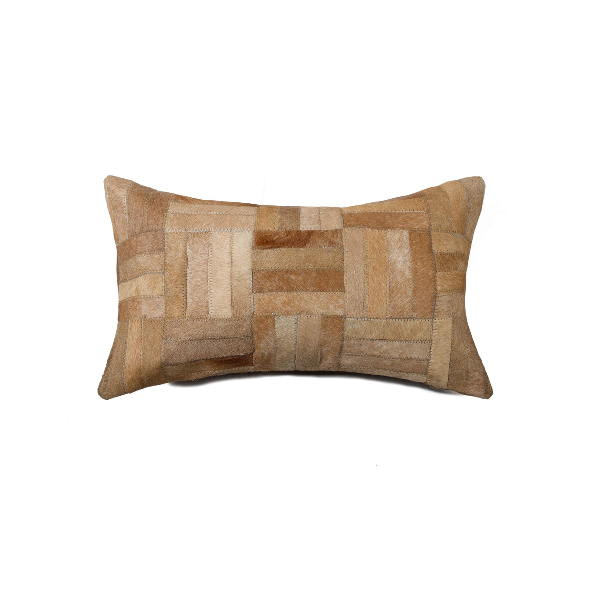 HomeRoots 12' x 20' x 5' Natural Parquet Cowhide Pillow