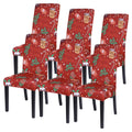Searchi Christmas Dining Chair Covers Set Of 6, Stretch Xmas Parsons Chair Slipcovers Seat Protector Washable Spandex Kitchen Ch