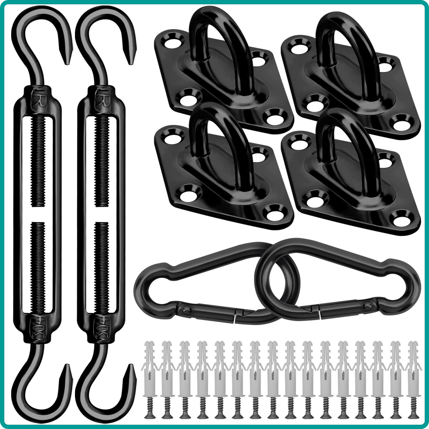 Sun Shade Sail Hardware Kit 6 Inch For Rectangle & Triangle Shade Sail Install, Stainless Steel Shade Sail Fixing Accessories Fo