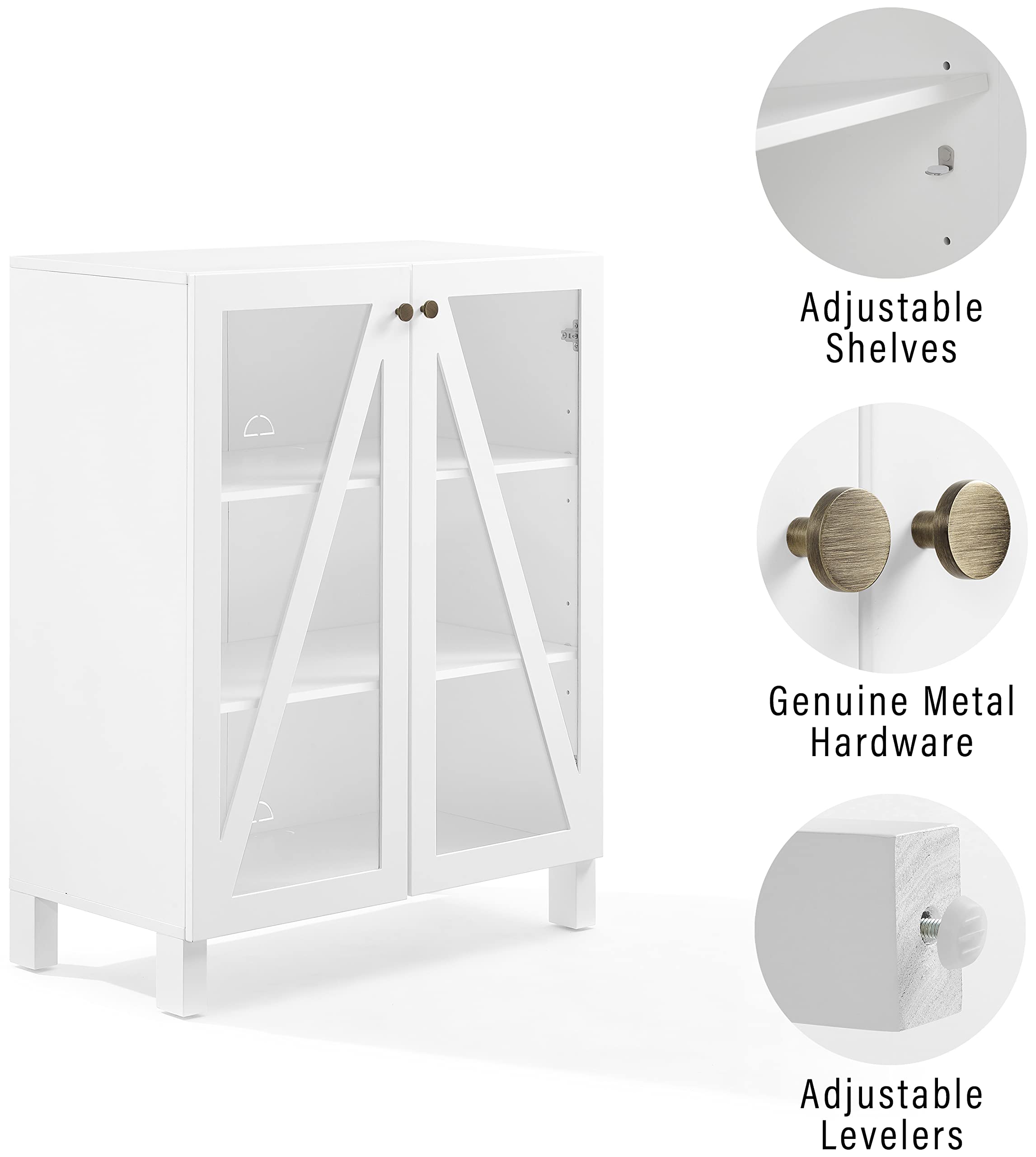Crosley Furniture Cassai Stackable Pantry Storage Cabinet With Shelves, Kitchen, Dining, Or Laundry Room, White