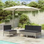 vidaXL 3-Piece Patio Chairs with Cushions - Weather-resistant Outdoor Furniture Set with Gray Poly Rattan and Anthracite Cushions