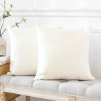Otostar Pack Of 2 Throw Pillow Covers 18X18 Inch Linen Cream Pillowcases Farmhouse Decorative Solid Pillow Covers 45X45 Cm Squar