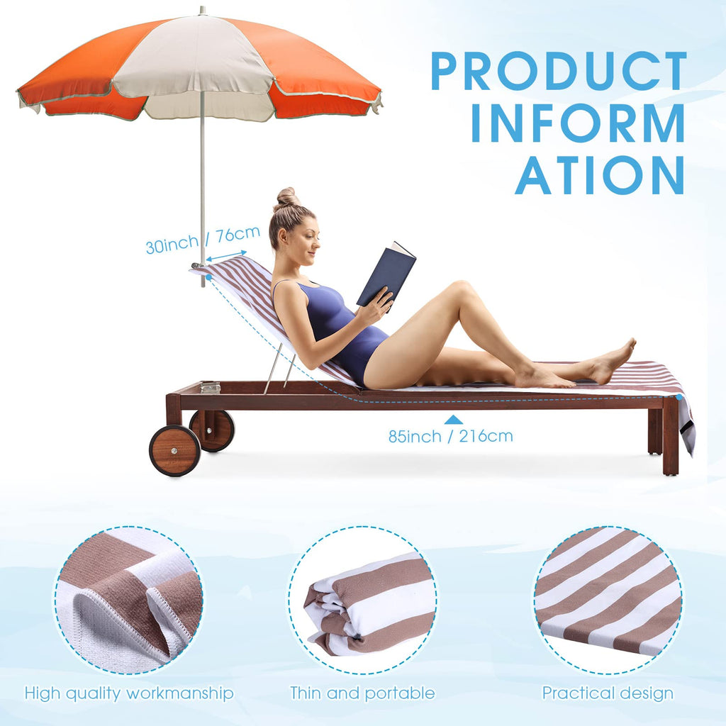 Fumete 2 Packs Pool Lounge Chair Cover 30 X 85 Inch Patio Chaise Lounge Covers Microfiber Beach Chair Towel Portable Stripe Chai