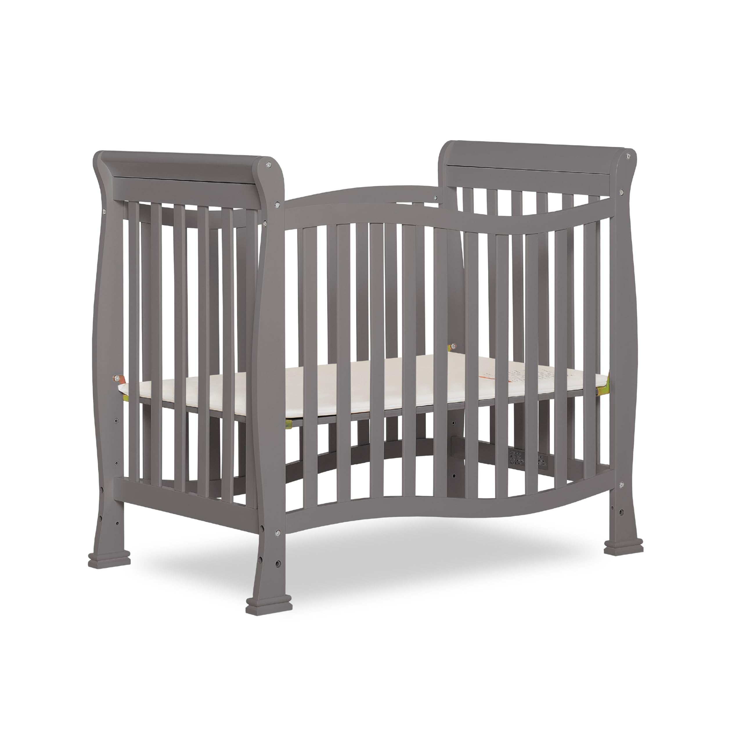 Dream On Me Violet 4-in-1 Convertible Mini Crib in Steel Grey, Greenguard Gold Certified, JPMA Certified, 3 Position Mattress He