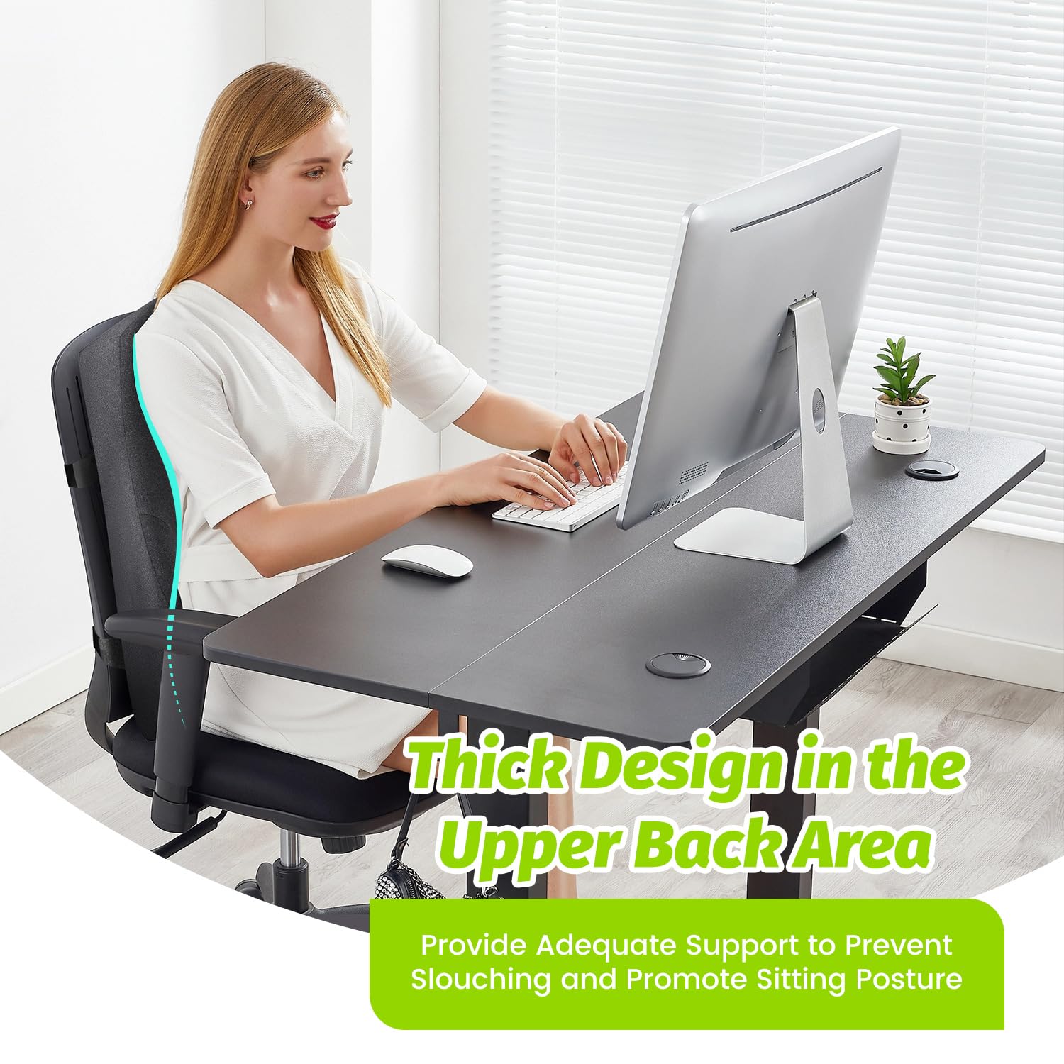 Long Back Support For Office Chair Fully Support Entire Back For Comfort,Back Pain Relief And Posture Improved- Memory Foam Back Pillow Lumbar Support Pillow For Office Chair,Gaming Chair,Recliner