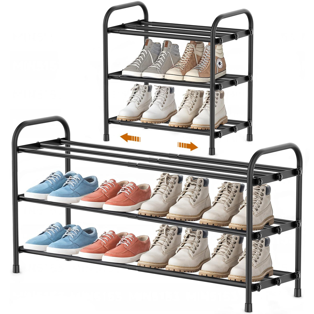 INSMART 3Tier Expandable Shoe Rack, Stackable and Adjustable Shoes Organizer Storage Shelf, Sturdy and Durable Metal Structure 