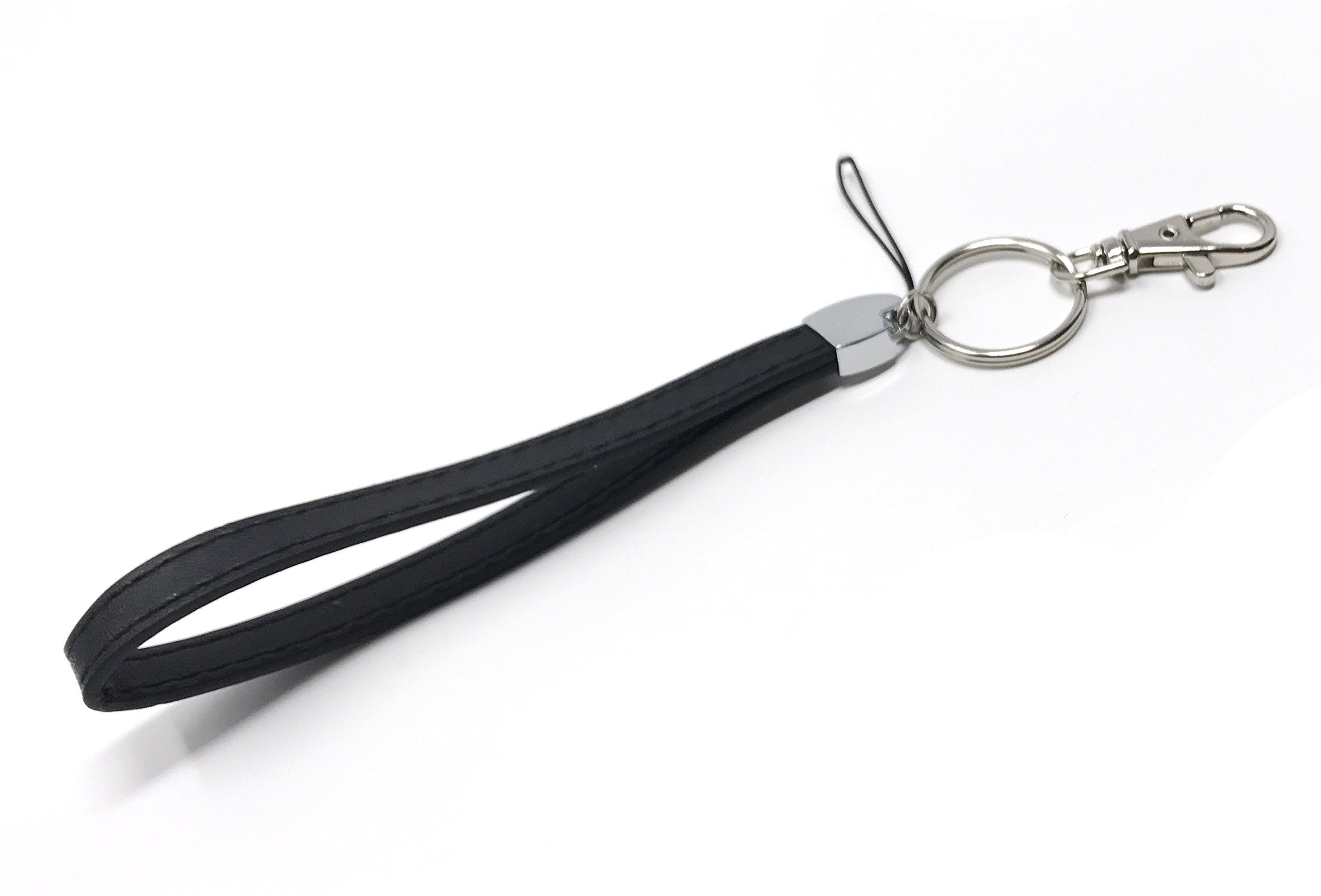 Wigspedia Deluxe Durable Pu Leather Wrist Lanyard For Id Badge Holder, Key Fob Cell Phone, Key, Usb, Camera (Black)