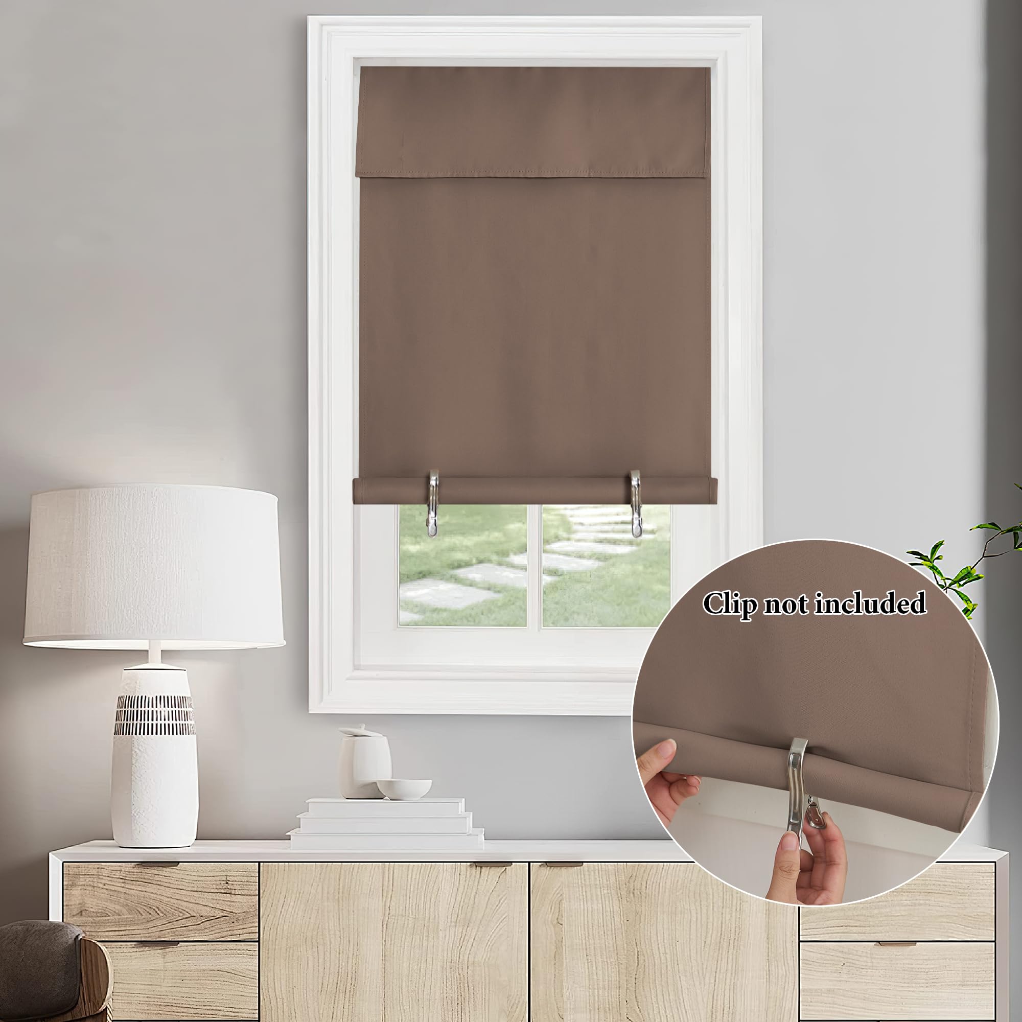 Nicetown French Door Curtain Kitchen Blackout Door Cover, 36 X 72 Inch Doorway Curtain For Entryway, Thermal Insulated Tie Up Shade Door Window Curtains For, 1 Panel, Cappuccino