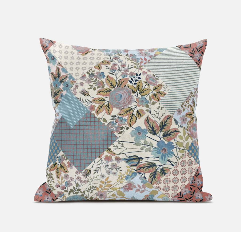 HomeRoots Brown Pink Gold Pink Floral Zippered Suede Throw Pillow