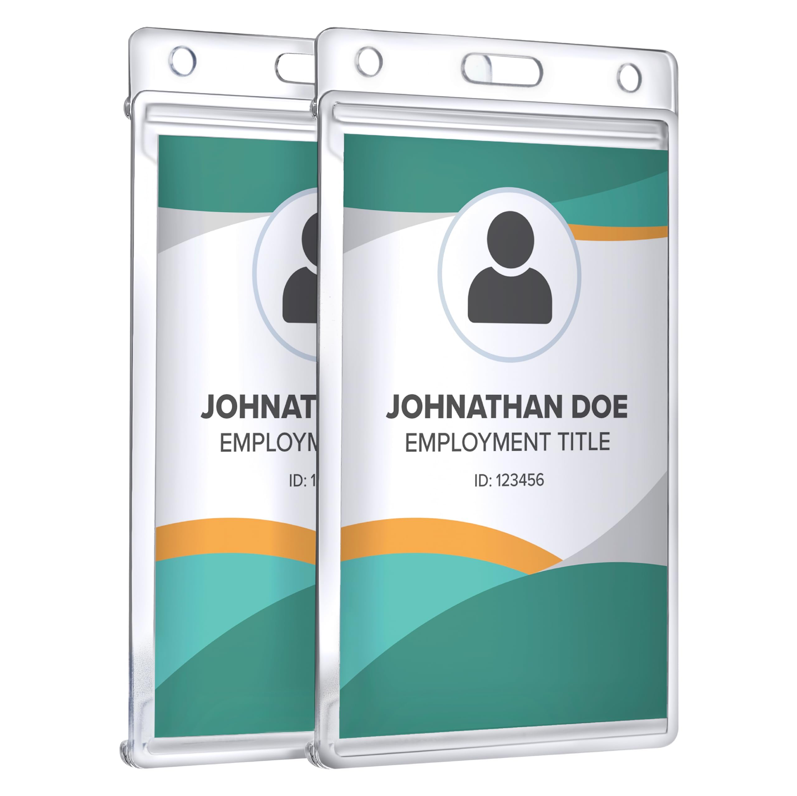 Will Well 6 Pack Vertical Badge Holder For Lanyard - Hard Transparent Card Protector Pouch For Office, School Id, Credit Cards &