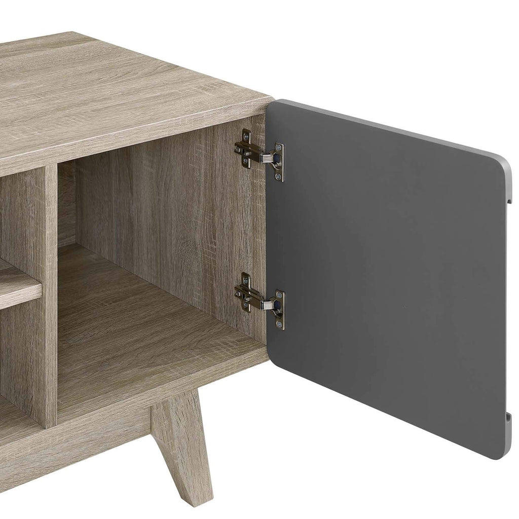 Modway Tread 70" Mid-Century Modern Media Console Entertainment Tv Stand In Natural Gray