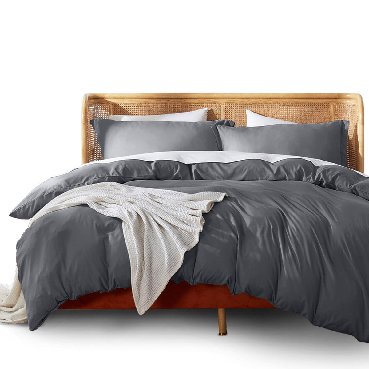 Nestl Twin Duvet Cover Set - Soft Double Brushed Dark Grey Duvet Cover Twin/Twin Xl, 2 Piece, With Button Closure, 1 Duvet Cover