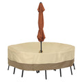 Classic Accessories 55-461-031501-00 Veranda Water-Resistant 70 Inch Round Patio Table & Chair Set Cover with Umbrella Hole,Pebb