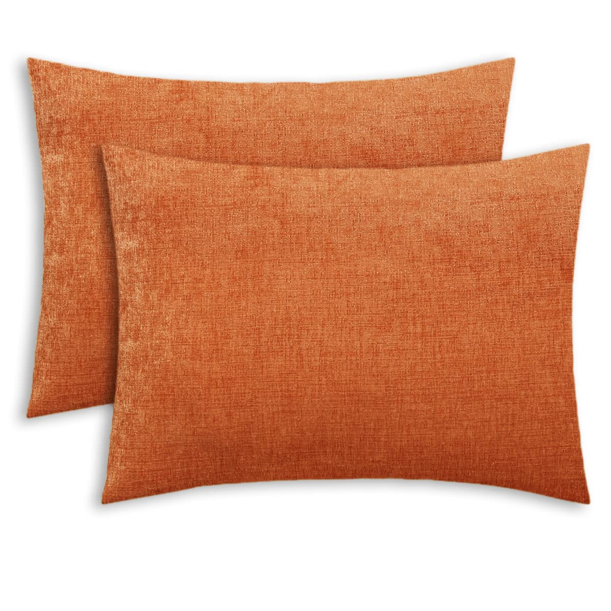 Calitime Fall Pack Of 2 Cozy Standard Pillow Shams Cases For Bed Bedding Decoration Solid Dyed Soft Chenille 20 X 26 Inches Burn