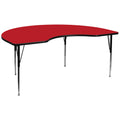 Flash Furniture Wren 48''W X 96''L Kidney Red Hp Laminate Activity Table - Standard Height Adjustable Legs