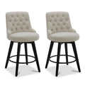 Watson & Whitely Modern Swivel Bar Stools, Performance Fabric Upholstered Counter Height Bar Stools with Back, Solid Wood Legs, 