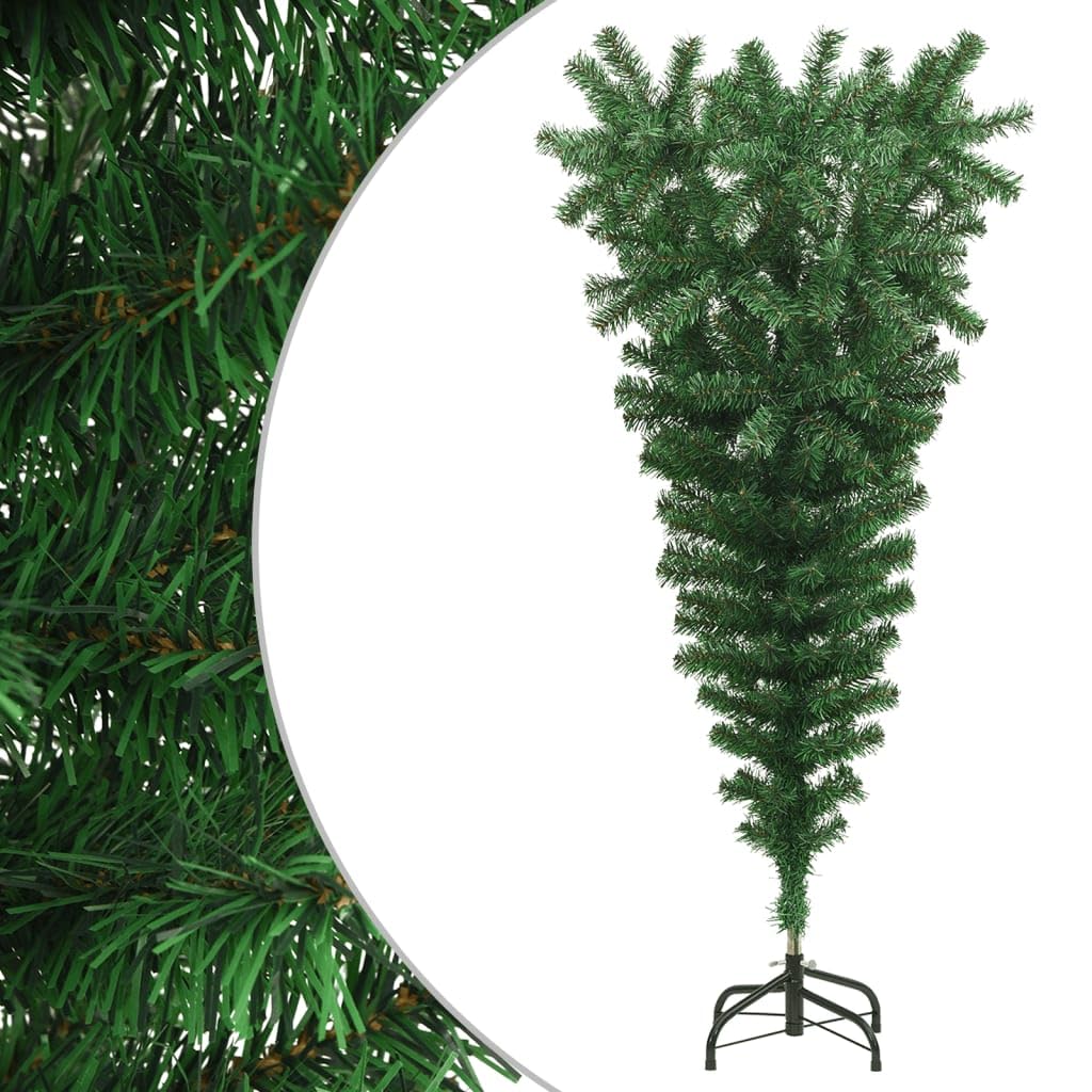 vidaXL Upside-Down Artificial Christmas Tree – 5ft PVC Tree with Stand, Green - Adjustable & Lifelike, Reusable for Holidays, Modern Xmas Tree Décor