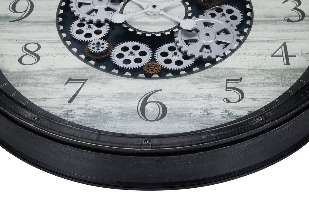 Monarch Specialties I 9030 Clocks, 30' Round, Gear Mechanism, Large Oversized, Wall Clock, Brown, Transitional