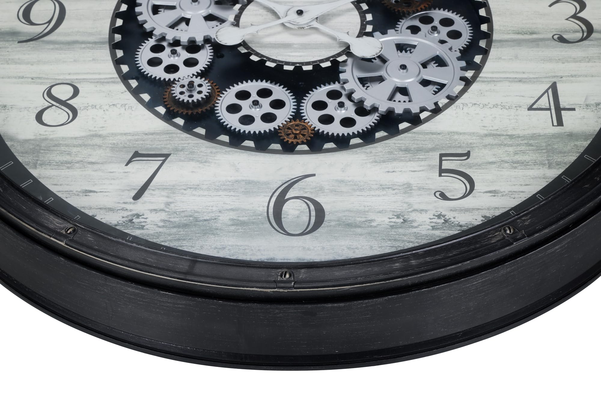 Monarch Specialties I 9030 Clocks, 30' Round, Gear Mechanism, Large Oversized, Wall Clock, Brown, Transitional