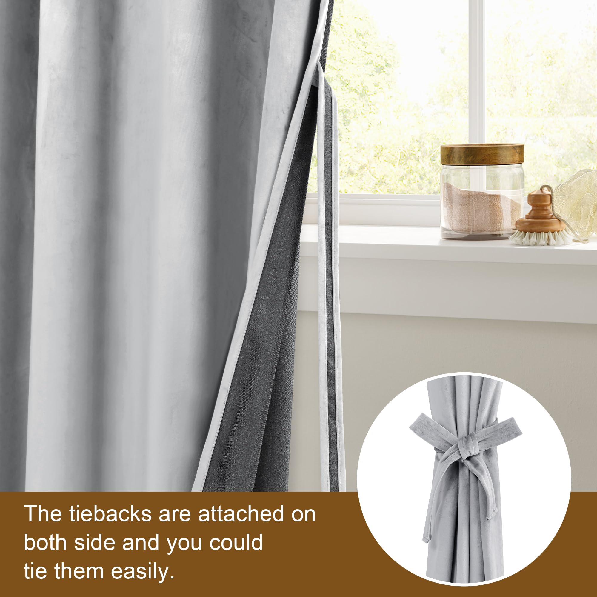 Dwcn Velvet Curtains - 96 Inches Long Super Soft Luxury Grommet Tieable Window Treatments Room Darkening Privacy Protect Drapes
