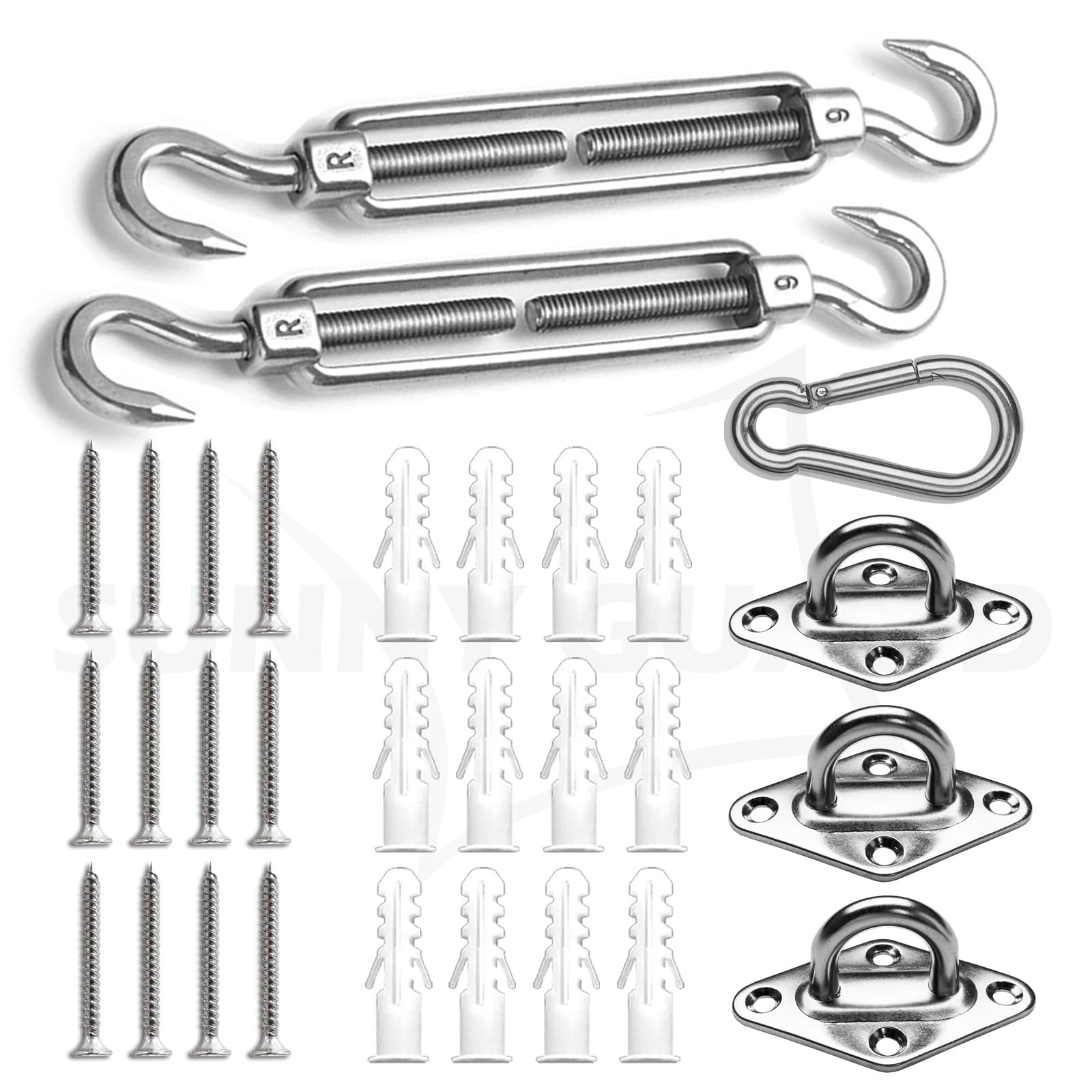 Sunny Guard Sun Shade Sail 316 Stainless Steel Hardware Kit 6 Inch For Triangle Shade Sail Installation For Backyard Yard Deck P