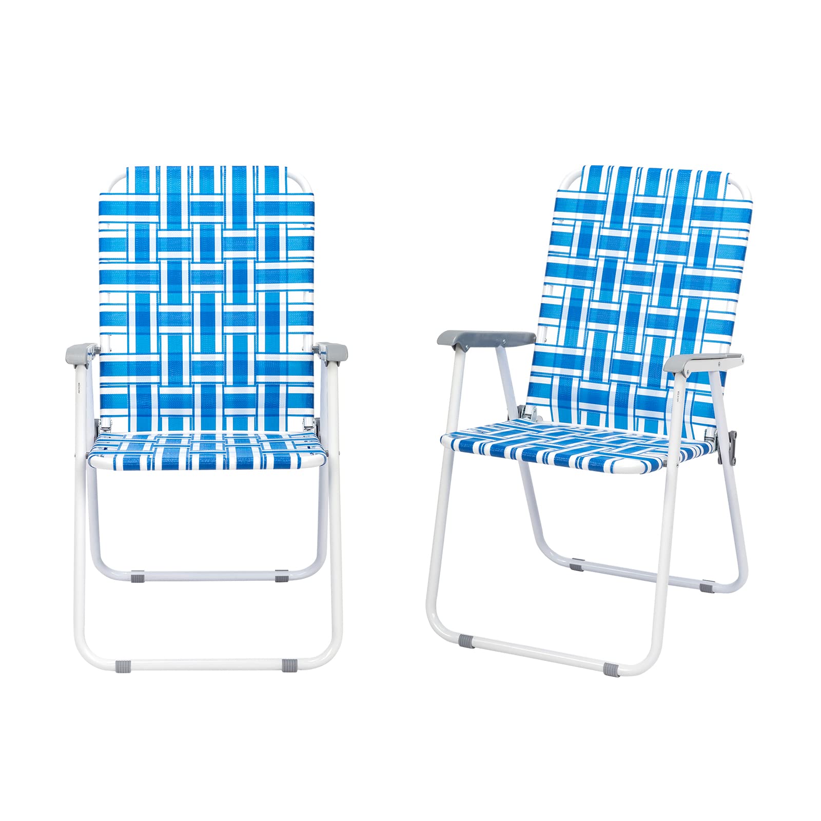 Outvita Webbed Lawn Chairs Set of 2, Foldable Metal Patio Chairs Stable Steel Outdoor Chair for Camping, Fishing, Beach, Poolsid