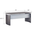 Mayline MND72LGS Medina Curved End Desk, 72"W, Gray Steel Laminate
